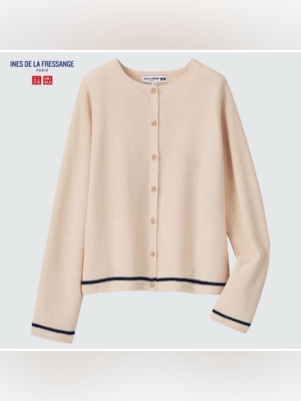 Uniqlo Ines De La Fressange Classic Cream Button-Front Women's Sweater Cardigan